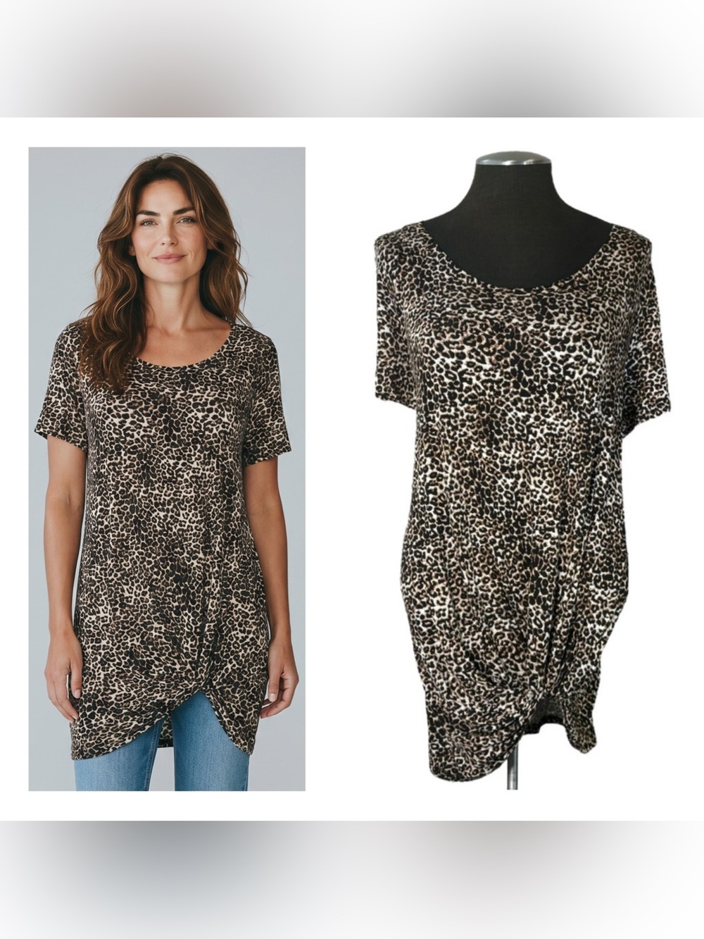 Nine Britton – Levie Animal Print Knit Stretch Tee – Stitch Fix - 1X – NWT